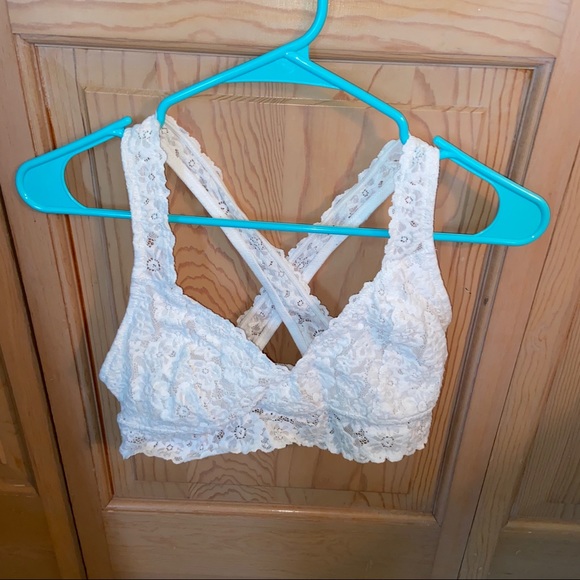 aerie Other - *SOLD* Aerie Lace Cross-back Bralette - White